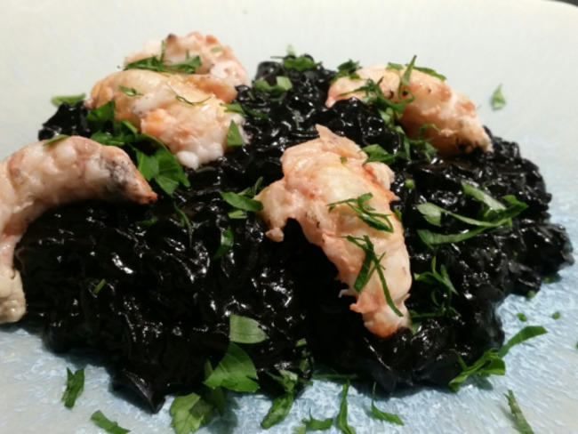 Risotto Aux Langoustines Et A L Encre De Seiche Recette Par Les Gourmands Disent