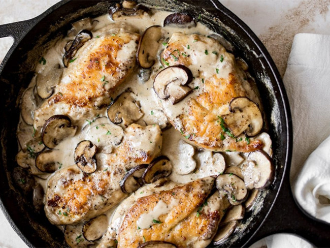 Poulet à la moutarde et aux champignons - Recette par Plat et recette