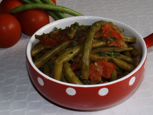 Haricots verts à la tomate - Recette par ça ne sent pas un peu le brûlé là?