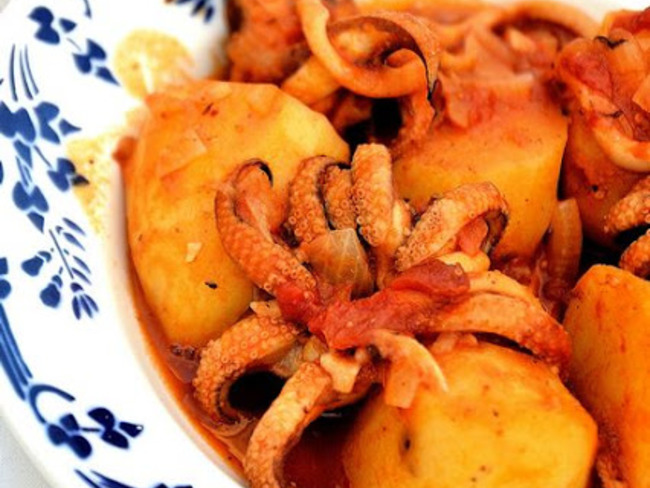 Ragoût de têtes de seiche - Recette par une aiguille dans l potage