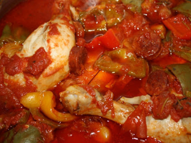 Cuisses de poulet aux poivrons et chorizo - Recette par Emilie
